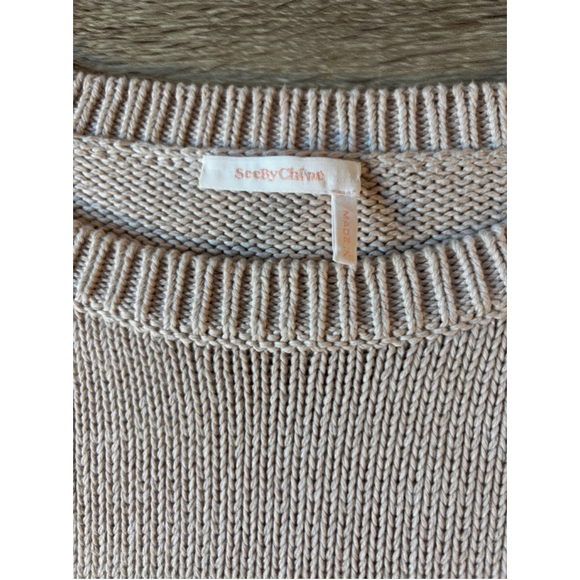 See By Chole 3/4 Lace Sleeve Crew Neck Blush Colour Pullover Sweater Size M - Picture 9 of 14